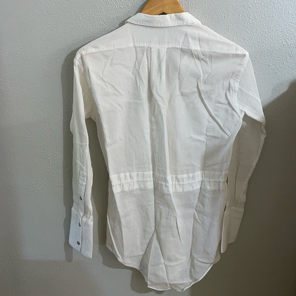 Helmut Lang White Texture Button Down Draw String… - image 3